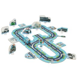 Tor samochodowy puzzle policja auto z napędem znaki drogowe ulica miasto 47 elementów