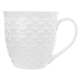 Kubek ceramiczny z uchem do picia kawy herbaty napojów serca biały 580 ml Grupa Orion Sp. z o.o.