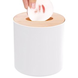 Mini kosz łazienkowy na śmieci odpady biały z bambusową pokrywką stołowy 1,5 l Grupa Orion Sp. z o.o.
