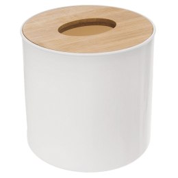 Mini kosz łazienkowy na śmieci odpady biały z bambusową pokrywką stołowy 1,5 l Grupa Orion Sp. z o.o.