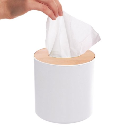 Mini kosz łazienkowy na śmieci odpady biały z bambusową pokrywką stołowy 1,5 l Grupa Orion Sp. z o.o. Mini kosz łazienkowy na śmieci odpady biały z bambusową pokrywką stołowy 1,5 l Grupa Orion Sp. z o.o.