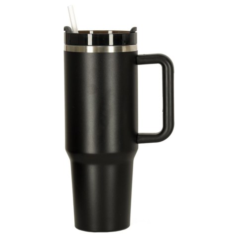Kubek termiczny ze słomką i uchwytem termos 1200ml czarny