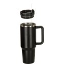 Kubek termiczny ze słomką i uchwytem termos 1200ml czarny