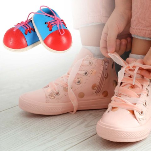 Buty drewniane do nauki sznurowania wiązania sznurowadeł 2 sztuki Buty drewniane do nauki sznurowania wiązania sznurowadeł 2 sztuki