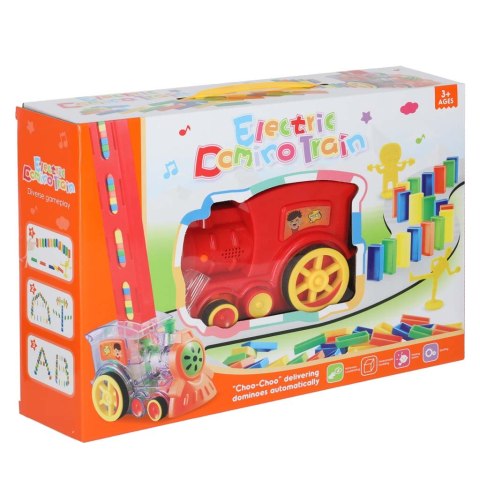Pociąg Lokomotywa Kolejka Układająca Domino Zabawka na Prezent dla Dzieci