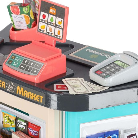Sklep dla dzieci supermarket stragan wózek na zakupy akcesoria miętowy Sklep dla dzieci supermarket stragan wózek na zakupy akcesoria miętowy