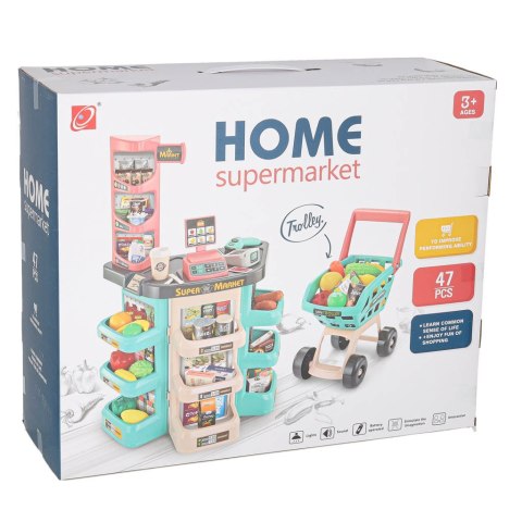 Sklep dla dzieci supermarket stragan wózek na zakupy akcesoria miętowy Sklep dla dzieci supermarket stragan wózek na zakupy akcesoria miętowy