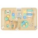 Tablica manipulacyjna LULILO LUDO stolik drewniany sensoryczny 2w1 miętowy