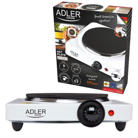 Kuchenka turystyczna Adler AD 6503 elektryczna jednopalnikowa płyta grzewcza 1500W Kuchenka turystyczna Adler AD 6503 elektryczna jednopalnikowa płyta grzewcza 1500W