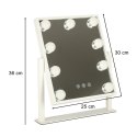Lusterko do makijażu kosmetyczne podświetlane 9 LED Hollywood z 9 żarówkami USB 25 x 30 cm