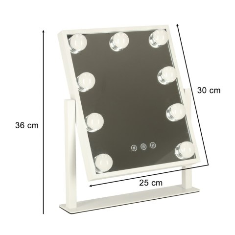 Lusterko do makijażu kosmetyczne podświetlane 9 LED Hollywood z 9 żarówkami USB 25 x 30 cm Lusterko do makijażu kosmetyczne podświetlane 9 LED Hollywood z 9 żarówkami USB 25 x 30 cm