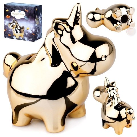 Skarbonka Ceramiczna Złota Lustrzana Jednorożec Prezent VILDE 18x10,5 cm