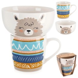 Zestaw Kubek z Miseczką dla Dziecka Śniadaniowy Porcelanowy Lama ORION 2el. Orion