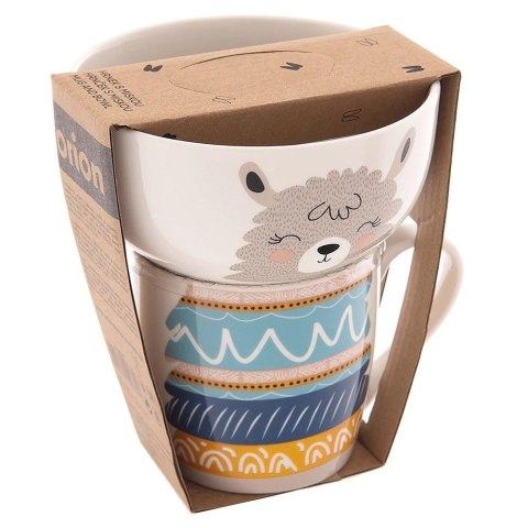 Zestaw Kubek z Miseczką dla Dziecka Śniadaniowy Porcelanowy Lama ORION 2el. Orion