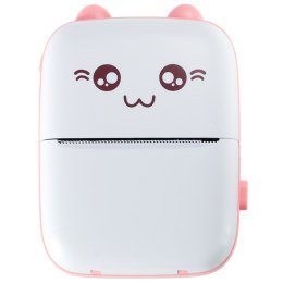 Drukotek drukarka mini termiczna do zdjęć notatek etykiet + kabel USB kotek kot różowy