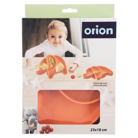 Talerz dla dziecka silikonowy dzielony pomarańczowy słonik 23,5x19x3,5 cm