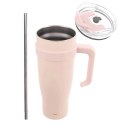 Kubek termiczny stalowy różowy z uchwytem TERMO 1,2 l