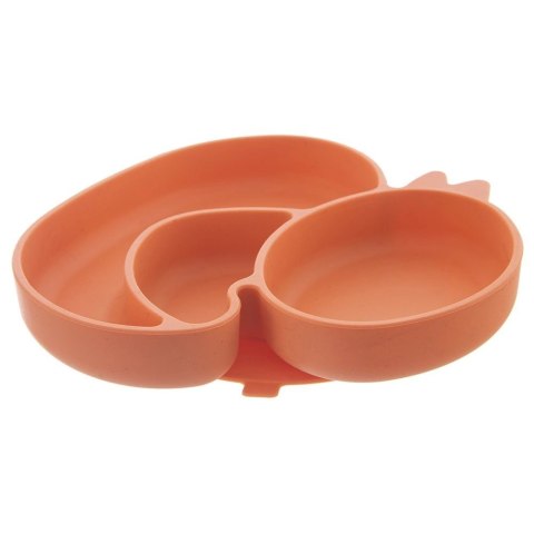 Talerz dla dziecka silikonowy dzielony pomarańczowa kaczka 19,5x19 cm