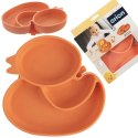 Talerz dla dziecka silikonowy dzielony pomarańczowa kaczka 19,5x19 cm