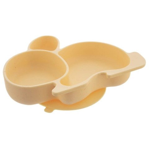 Talerz dla dziecka silikonowy dzielony żółty zajączek 23x18,5x3,5 cm