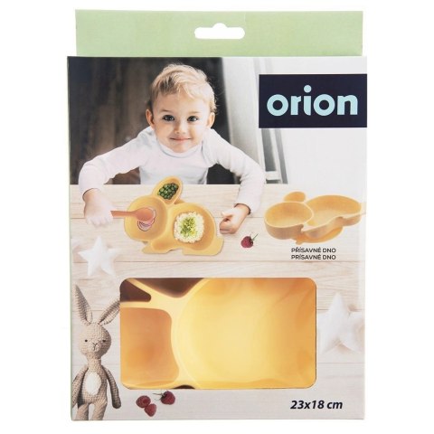 Talerz dla dziecka silikonowy dzielony żółty zajączek 23x18,5x3,5 cm