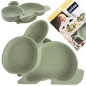 Talerz dla dziecka silikonowy dzielony zielony zajączek 23x18,5x3,5 cm