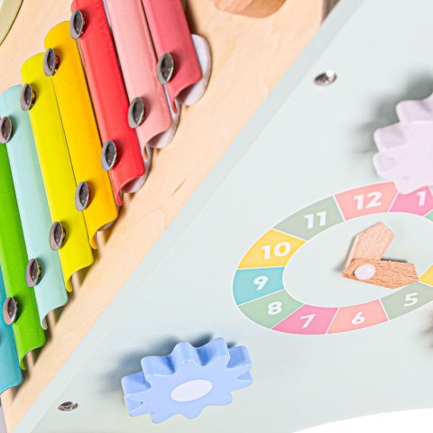 Pchacz dla dziecka chodzik drewniany z liczydłem niebieski