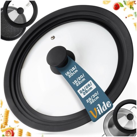 Pokrywka Szklana Uniwersalna Silikon 24 26 28 cm 3W1 VILDE Zmywarka Grupa Orion Sp. z o.o.