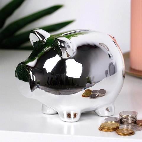 Skarbonka ceramiczna srebrna lustrzana 11,5 x 9 cm Grupa Orion Sp. z o.o.