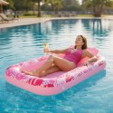 Materac dmuchany do pływania, leżak do opalania z poduszką różowy