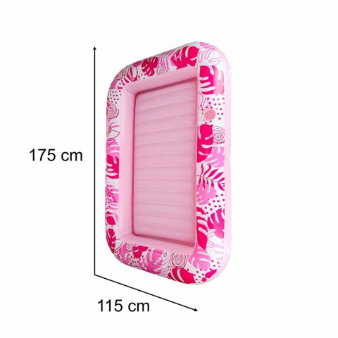 Materac dmuchany do pływania, leżak do opalania z poduszką różowy