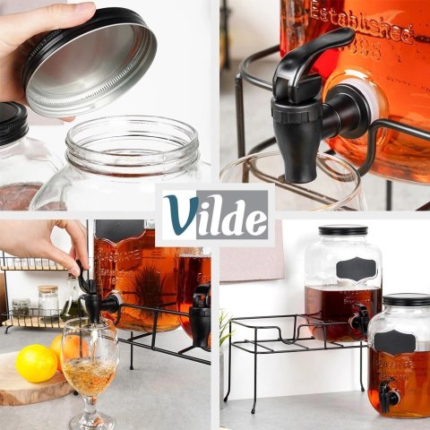 Słój do napojów z kranikiem i stojakiem czarnym 2x4 l 3 el. Grupa Orion Sp. z o.o.