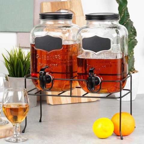 Słój do napojów z kranikiem i stojakiem czarnym 2x4 l 3 el. Grupa Orion Sp. z o.o.