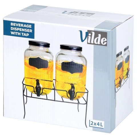 Słój do napojów z kranikiem i stojakiem czarnym 2x4 l 3 el. Grupa Orion Sp. z o.o.