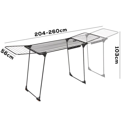 Suszarka XXL na Pranie Ubrania Metalowa Czarna Składana VILDE 204-260 cm Grupa Orion Sp. z o.o.