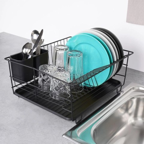 Suszarka do Naczyń na Talerze Sztućce Pojemna Czarna VILDE 40 x 33 x 17 cm Grupa Orion Sp. z o.o.