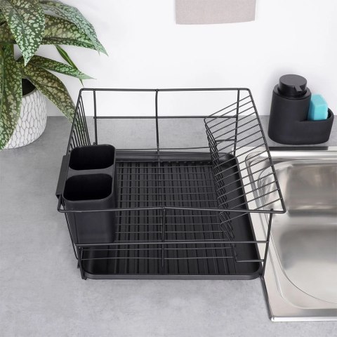 Suszarka do Naczyń na Talerze Sztućce Pojemna Czarna VILDE 40 x 33 x 17 cm Grupa Orion Sp. z o.o.