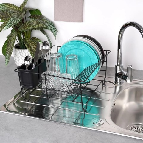 Suszarka do Naczyń na Talerze Sztućce Pojemna Czarna VILDE 40 x 33 x 17 cm Grupa Orion Sp. z o.o.