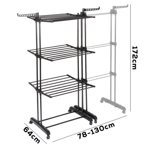 Suszarka na Pranie Pionowa Rozsuwana Regulowana Czarna ORION 130x64x172 cm Grupa Orion Sp. z o.o.
