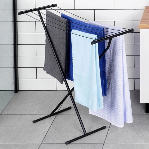 Suszarka na Pranie Ubrania Składana Metalowa Solidna Czarna VILDE 91 x 84cm Grupa Orion Sp. z o.o.