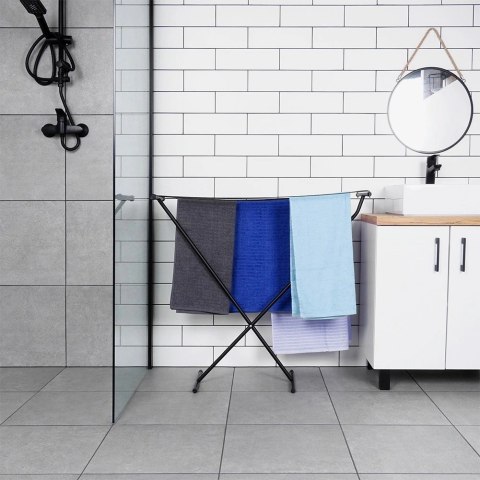 Suszarka na Pranie Ubrania Składana Metalowa Solidna Czarna VILDE 91 x 84cm Grupa Orion Sp. z o.o.