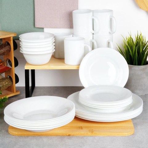 Talerze Obiadowe Płytkie Szkło Białe 6 szt. VILDE 25,5 cm Opalowe Grupa Orion Sp. z o.o.