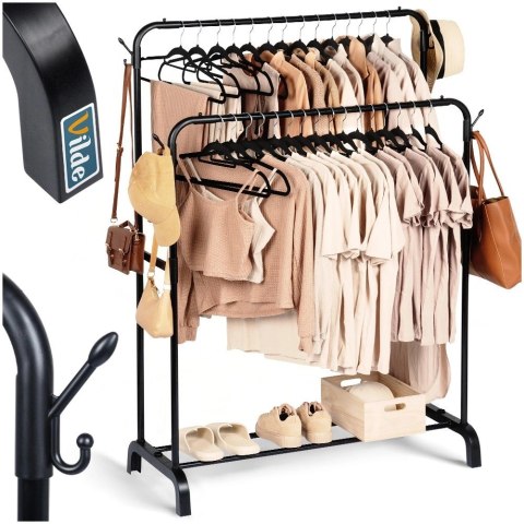 Wiekszak na Ubrania Loft Stojący Metalowy Czarny Pionowy VILDE 110x45x152cm Grupa Orion Sp. z o.o.