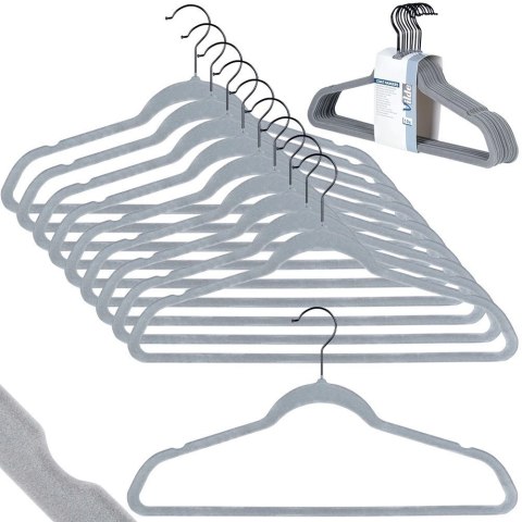 Wieszaki na ubrania welurowe szare obrotowe 45x24,5 cm 10 szt. Grupa Orion Sp. z o.o.