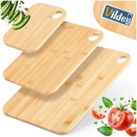 Zestaw Deski do Krojenia Kuchenne Drewniane Bambusowe Solidne VILDE 3 szt. Grupa Orion Sp. z o.o.