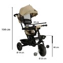 Rowerek trójkołowy TRIKE FIX Lite V2 3w1 z daszkiem obracany regulowany spacerówka prowadnik pasy beżowy