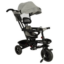 Rowerek trójkołowy TRIKE FIX Lite V2 3w1 z daszkiem obracany regulowany spacerówka prowadnik pasy szary