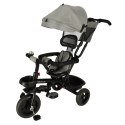 Rowerek trójkołowy TRIKE FIX Lite V2 3w1 z daszkiem obracany regulowany spacerówka prowadnik pasy szary
