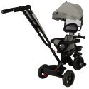 Rowerek trójkołowy TRIKE FIX Lite V2 3w1 z daszkiem obracany regulowany spacerówka prowadnik pasy szary
