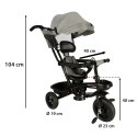 Rowerek trójkołowy TRIKE FIX Lite V2 3w1 z daszkiem obracany regulowany spacerówka prowadnik pasy szary